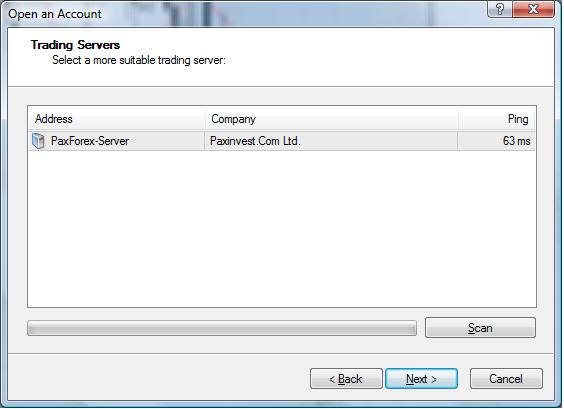 choose the server paxforex